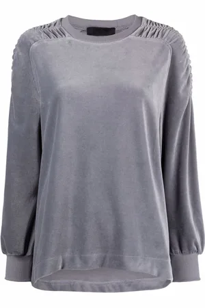 Alberta Ferretti Sweatshirt i velour med ribbet kant
