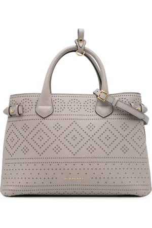 Burberry Mellemstor Banner satchel-taske i perforeret læder fra 2000-2017
