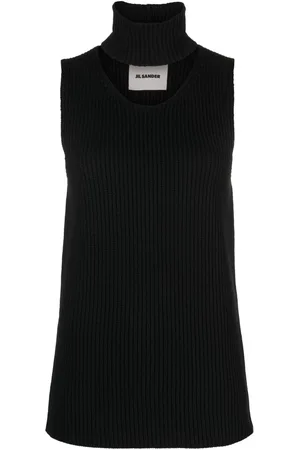 Jil Sander Ribstrikket sweater-vest med udskæringsdetalje