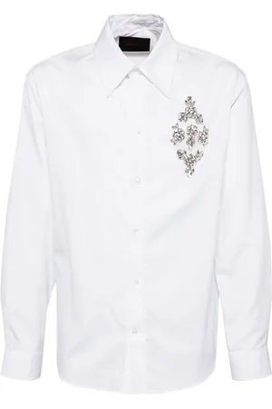 Simone Rocha Poplin-skjorte med krystaludsmykning