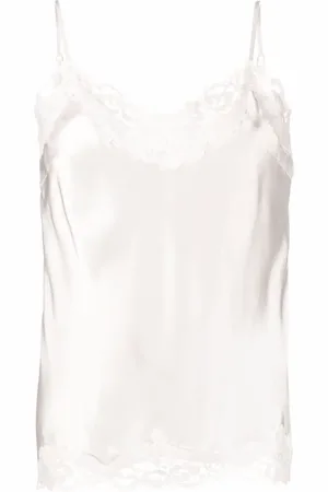 Gold Hawk Slip-top i silke med blondekant