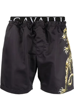 Roberto Cavalli Badeshorts med jaguar-tryk og logobånd