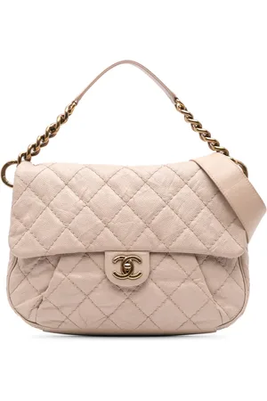 CHANEL Mellemstor quiltet Coco Flap satchel-taske i kaviar-læder med læg fra 2012-2013