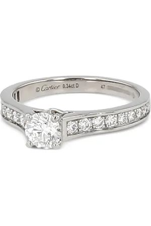 Cartier Pre-owned platin og solitaire 1895 diamantring