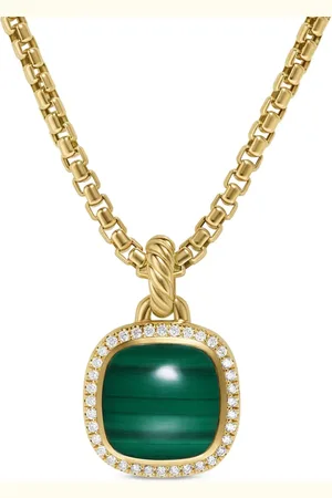 David Yurman Albion vedhæng med diamant og malakit i 18 karat guld (15,5 mm)