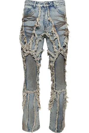 Who Decides War Jeans med slitageeffekt og rå kant