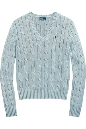 Ralph Lauren Kabelstrikket sweater med V-hals