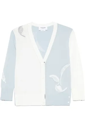 Thom Browne Intarsiastrikket cardigan med fjer