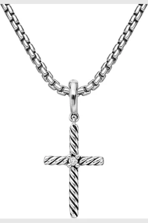 David Yurman Classic Cable Cross diamantvedhæng i sterlingsølv (24 mm)