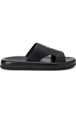 Salvatore Ferragamo Logo-prægede sandaler i læder