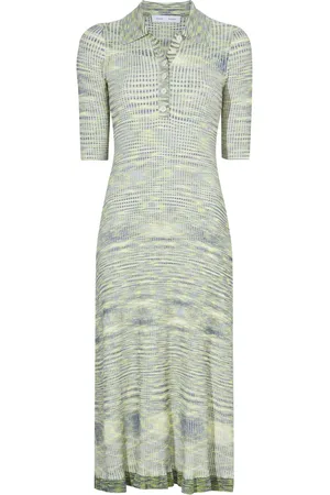 Proenza Schouler Ribstrikket Space Dye polo-kjole