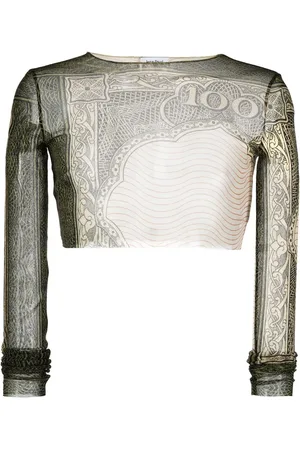 Jean Paul Gaultier Cropped top i strækbart stof med grafisk tryk
