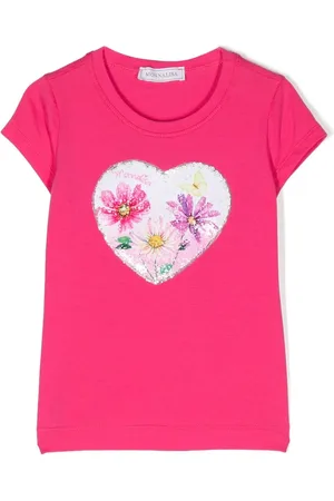 MONNALISA Blomstret T-shirt med paillet-udsmykning