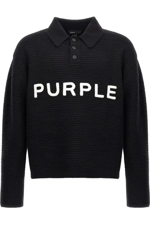 Purple Brand Strikket polo med logobogstaver