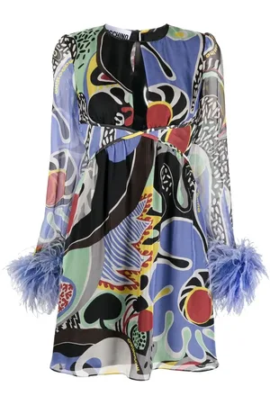 Moschino Kjole med psykedelisk tryk og fjerkant