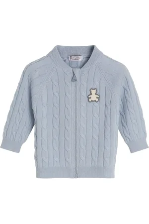 Brunello Cucinelli Cardigan i kashmir med bamse-applikation