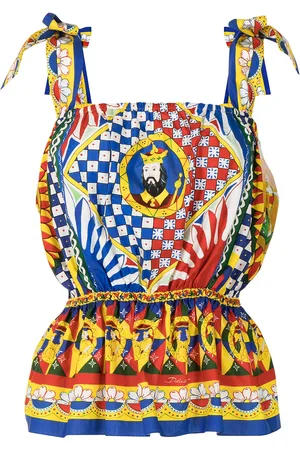 Dolce & Gabbana Peplum-bluse med Carretto-tryk