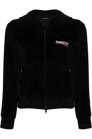 Balenciaga Hættetrøje i velour med lynlås