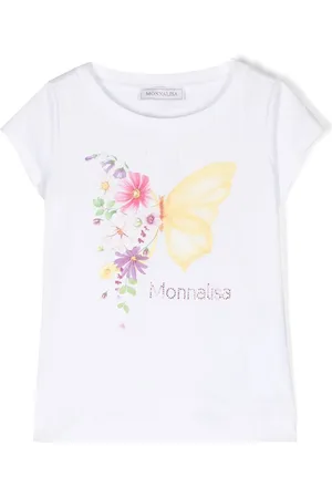 MONNALISA T-shirt med logoudsmykning og blomstertryk