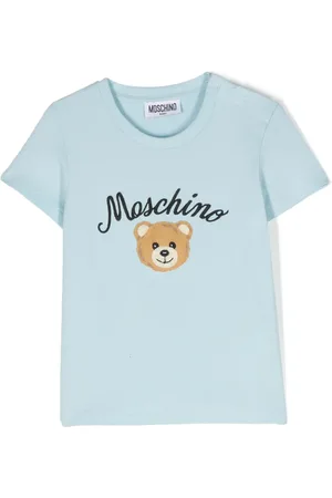 Moschino T-shirt med broderet logo og rund hals