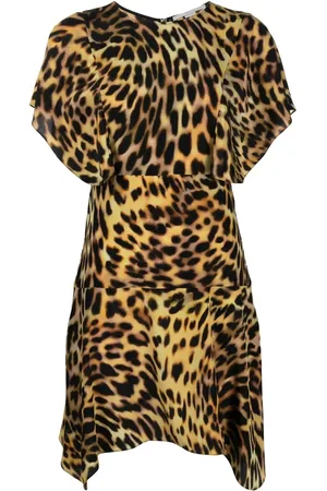 Stella McCartney Flounce-kjole i silke med leopardtryk