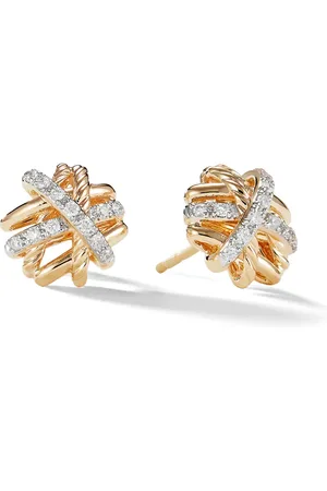 David Yurman Crossover diamantørestikkere i 18 karat guld (11 mm)