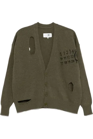 Maison Margiela Cardigan med nummertryk og udskæring