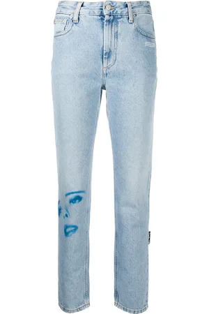 OFF-WHITE Jeans med lige ben og ansigts-tryk