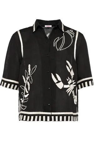 ERES Kortærmet skjorte med broderi
