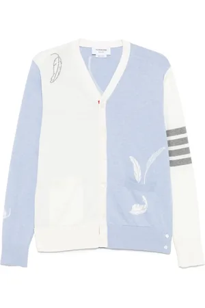 Thom Browne Intarsiastrikket cardigan med fjer