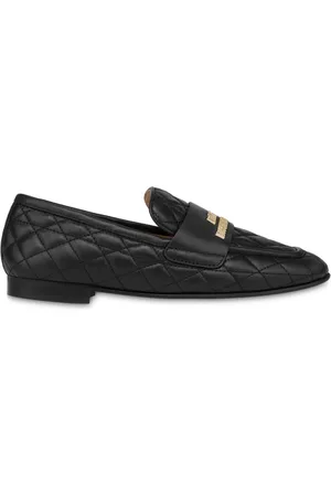 Moschino Quiltet loafers i læder med logo-bogstav