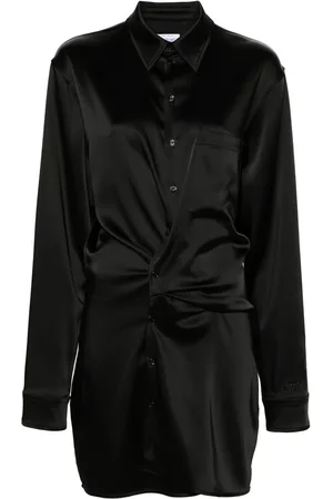 OFF-WHITE Twisted skjortekjole med satin-finish