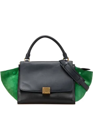 Céline Trefarvet trapezformet satchel-taske i læder fra 2014