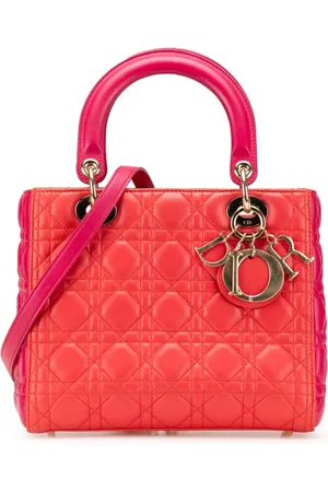 Dior Medium Bicolor Cannage Lady Dior satchel-taske i lammeskind fra 2014