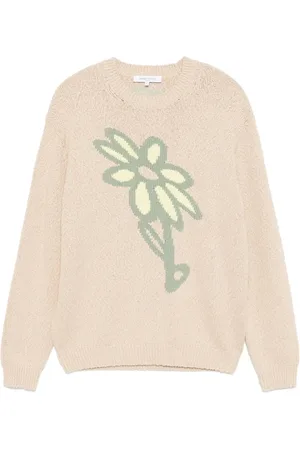 Maison Kitsuné Intarsia-strikket trøje med abstrakt daisy-mønster
