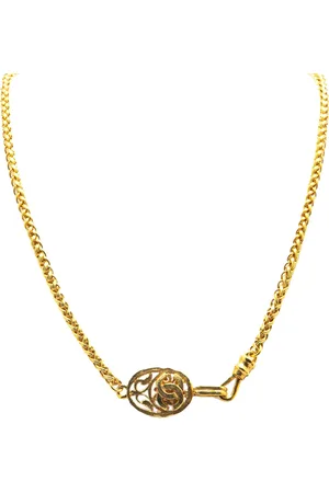 CHANEL 1995 Gold Plated CC Oval Pendant Necklace costume necklace