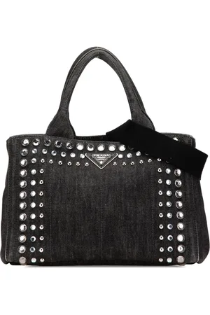 Prada Lille Canapa Bijoux satchel-taske i denim fra 2010-2024