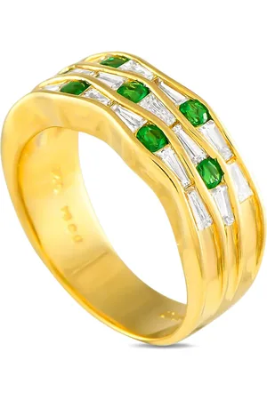 LB Exclusive Ring i 18 karat guld med diamant og smaragd