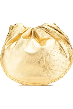 Loewe Metallisk crossbody-taske i kalveskind med løbesnor og anagram fra 2010-2024