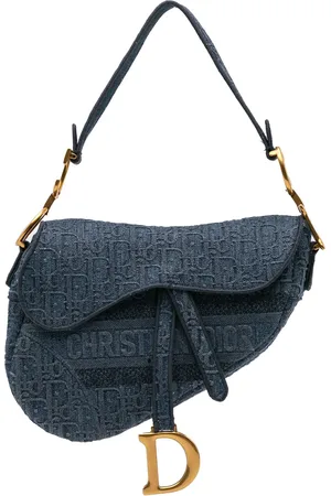 Dior Oblique Saddle skuldertaske i denim med broderi fra 2019