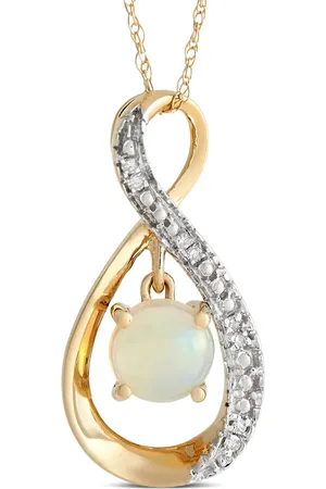LB Exclusive Halskæde i 14 karat guld med diamant og opal