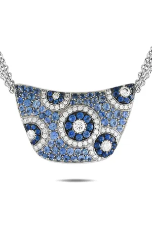 Cellini Halskæde i 18 karat hvidguld med diamant og safir