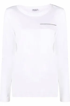 Brunello Cucinelli Langærmet T-shirt med Monili-kæde