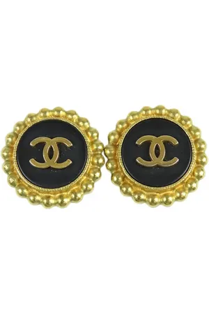 CHANEL Guldbelagte CC øreclips i akryl fra 1994