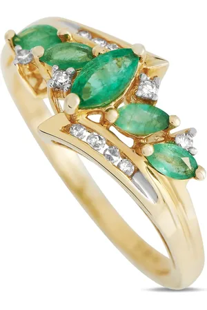 LB Exclusive Ring i 14 karat guld med smaragd og diamant