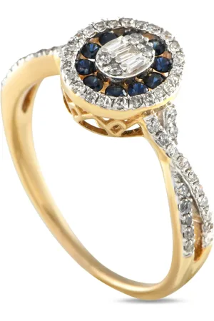 LB Exclusive Ring i 14 karat guld med diamanter og safir