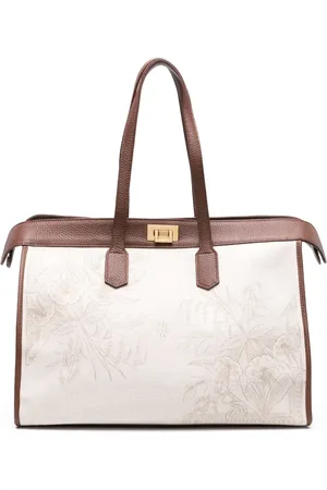 ELEVENTY Tote i kanvas med blomstertryk