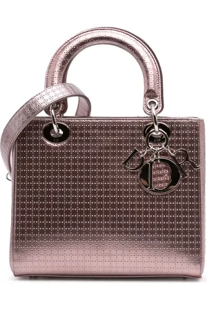 Dior Mellemstor metallisk lakeret Microcannage Lady Dior satchel-taske fra 2016