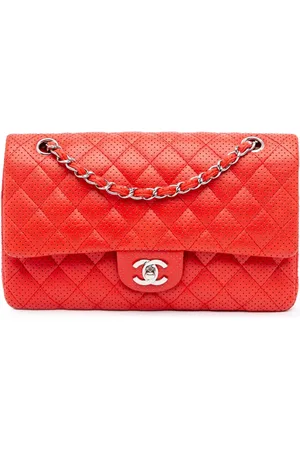 CHANEL Mellemstor Double Flap skuldertaske i perforeret lammeskind fra 2006-2008
