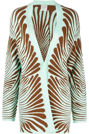 FORTE FORTE Intarsiastrikket cardigan med åben front